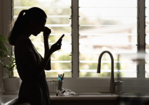 stressed woman on phone